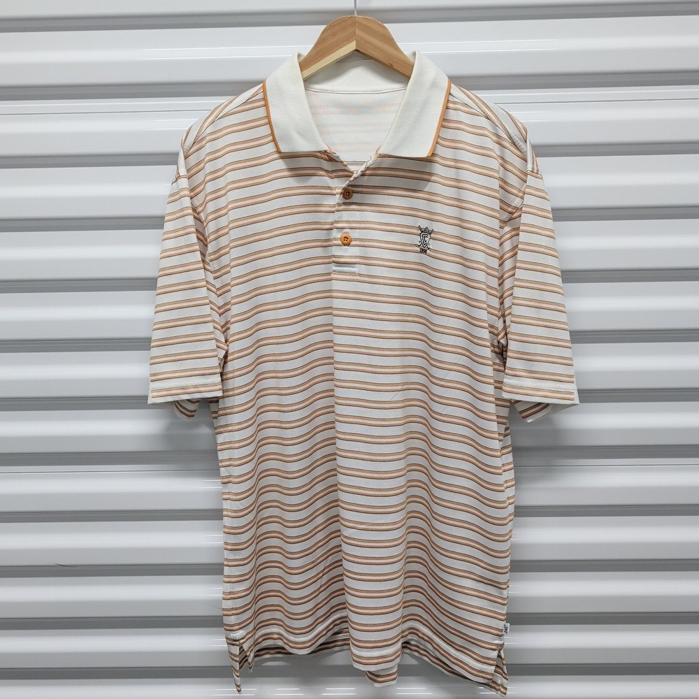 Ashworth AWS Polo Shirt XL Mens White Orange Striped Golf Performance AM0369 — photo 2